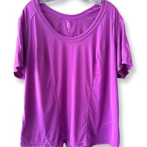 Zella 2X Sunny Run Tee Magenta Short Sleeve Mesh Back Scoop Neck EUC